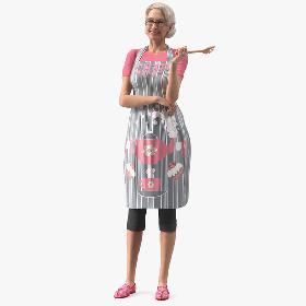 Smiling Elderly Woman Wearing Apron model